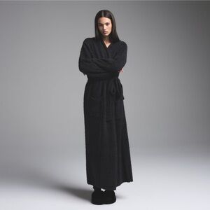 SKIMS Black Cozy Long Robe